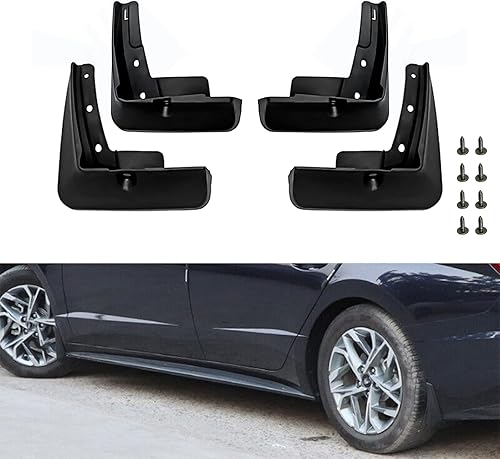 Xotic Tech - Juego completo de 4 protectores de salpicaduras guardabarros delanteros y traseros con accesorios de herraje compatible con Hyundai