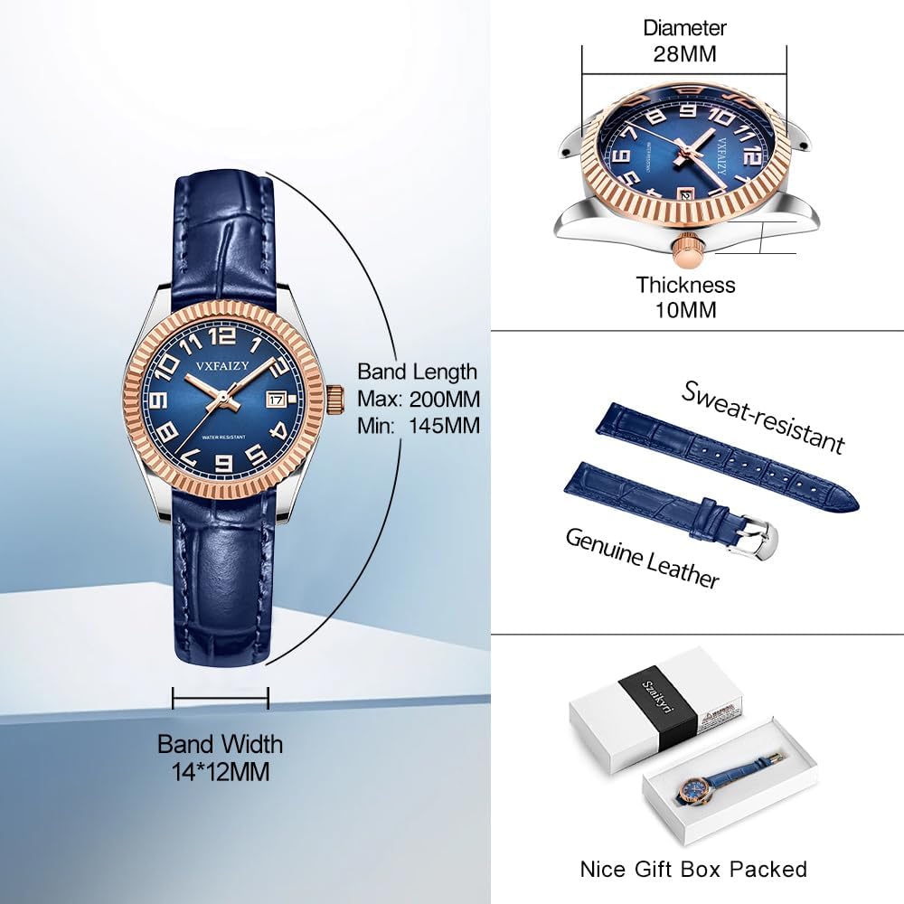 Women's Classic Easy Read Time Watch Calendar Watch for Women Water Resistant - Image 6