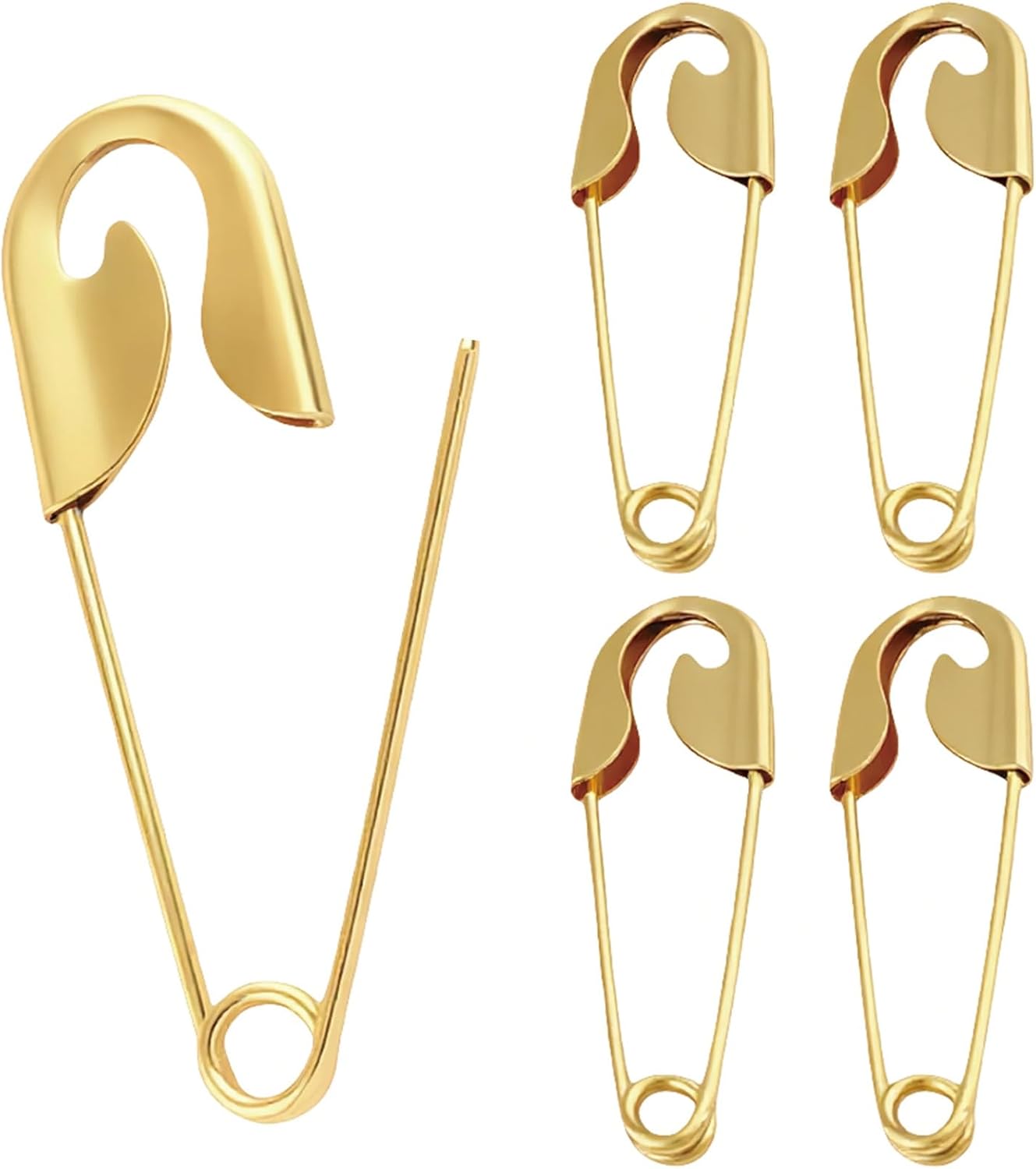 5pcs 4inch Extra Large Safety Pins, Heavy Duty Strong Laundry Safety Pins Coilless Gold Brooch Pins for Quilting, Clothes, Jewelry, Shawls – Giant Decorative Sewing Pins