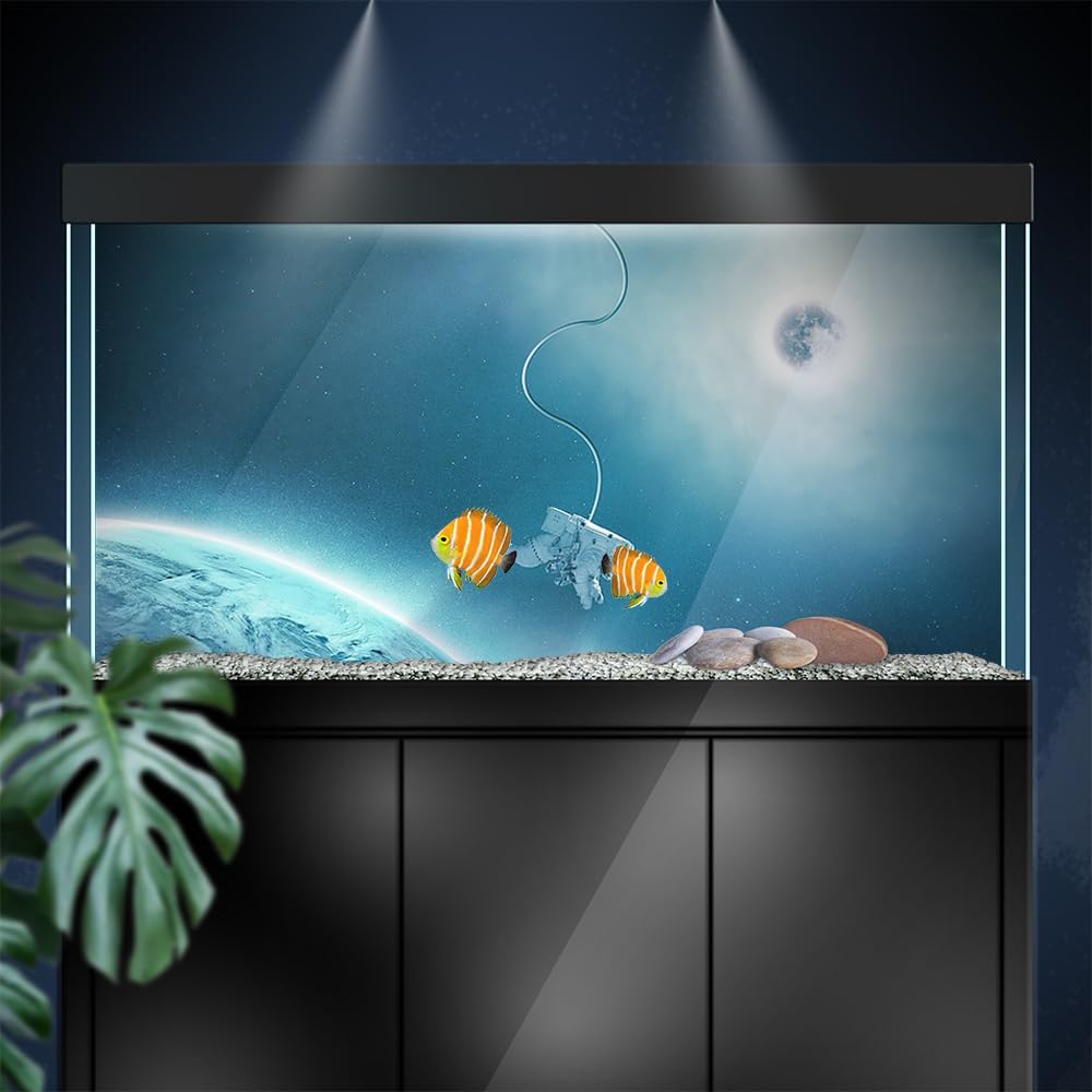 Aquarium Background Stickers - Space Astronaut - Fish Tank Reptile Terrarium Decor Poster (120 x 60 cm / (47.2 x 23.6 inches))