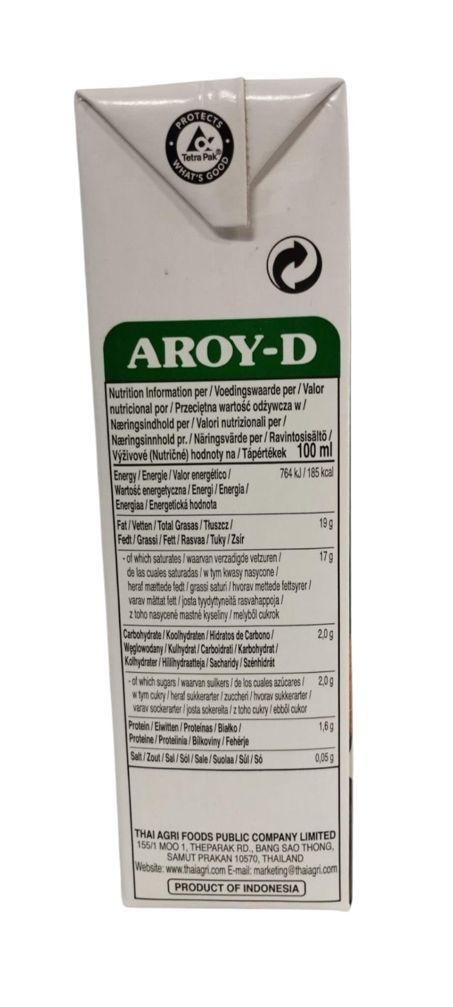 LECHE DE COCO - AROY-D - COCONUT MILK - 1 LITRO