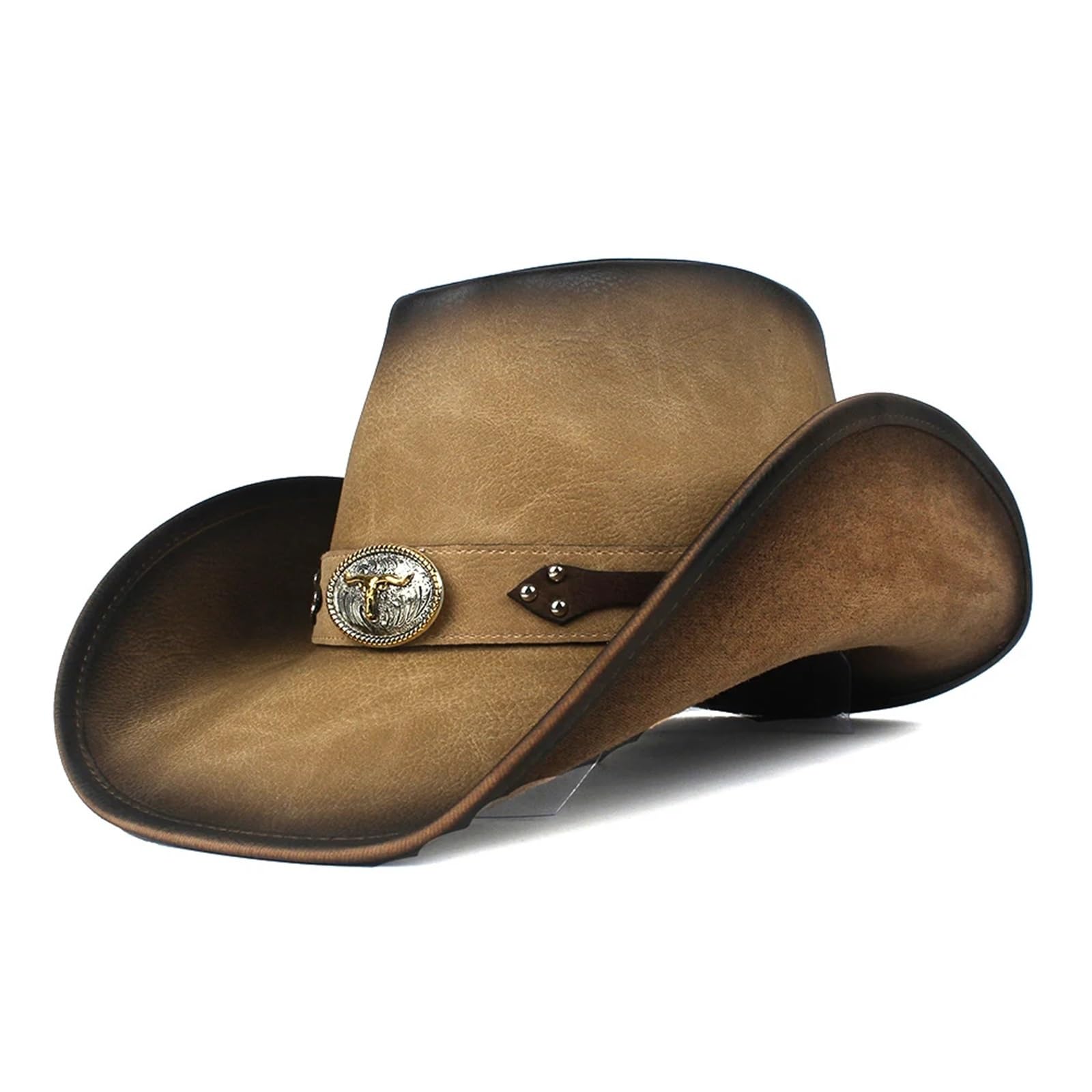 Sombrero Vaquero Hombre Sombrero de Vaquero Occidental Cuero for Hombre, Gorras Jazz for Caballero, Talla 58-59CM