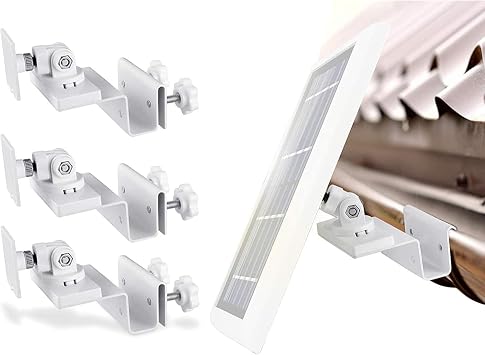 Wasserstein Gutter Mount for Ring Arlo Blink Reolink Cams & Compatible Solar Panels 3 Pack White Not Compatible with Ring Super Solar Panels
