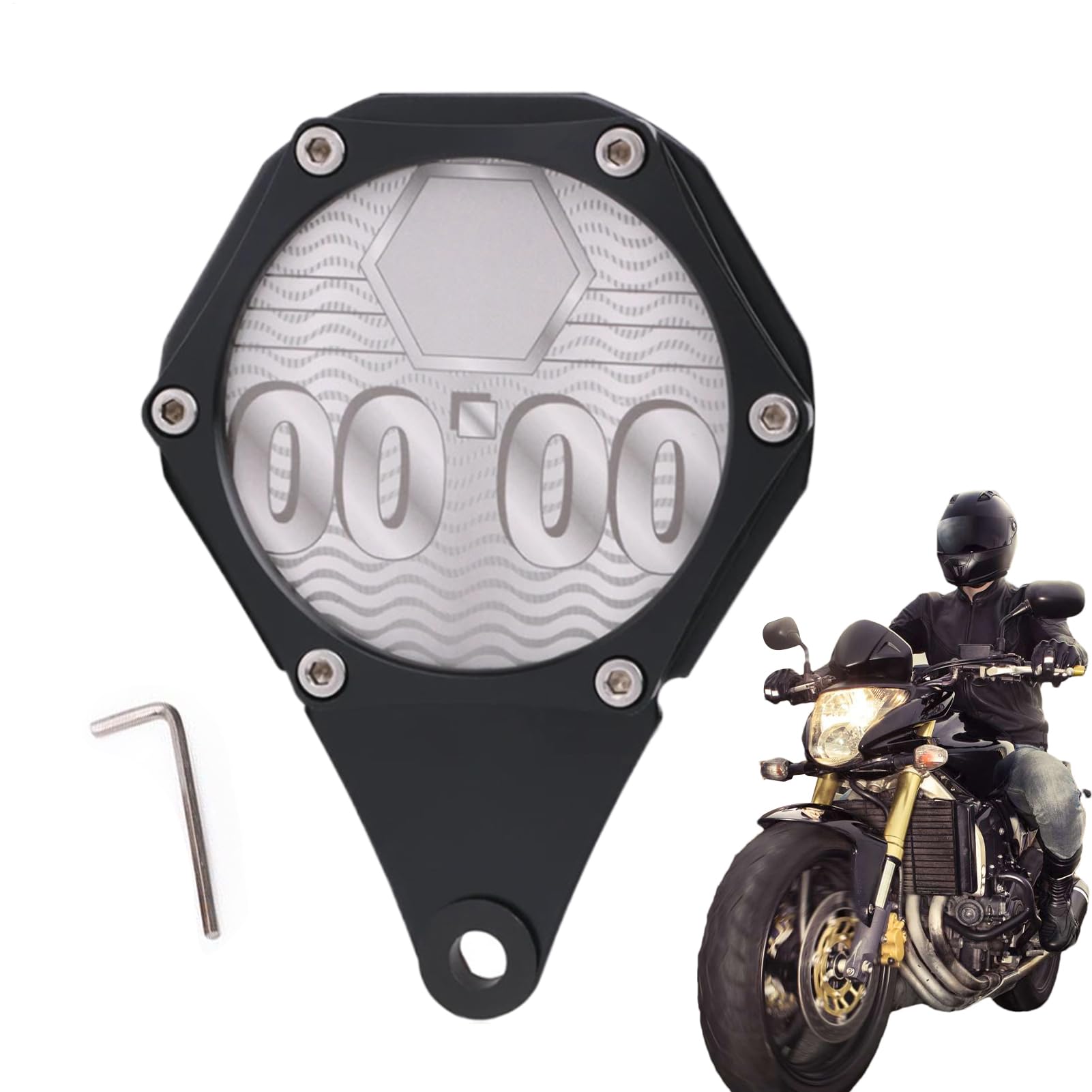 Soporte para permisos de disco fiscal para motocicleta, soporte hexagonal para placa de impuestos, soporte de aluminio impermeable para tarjetas con llave para ciclomotor ATV