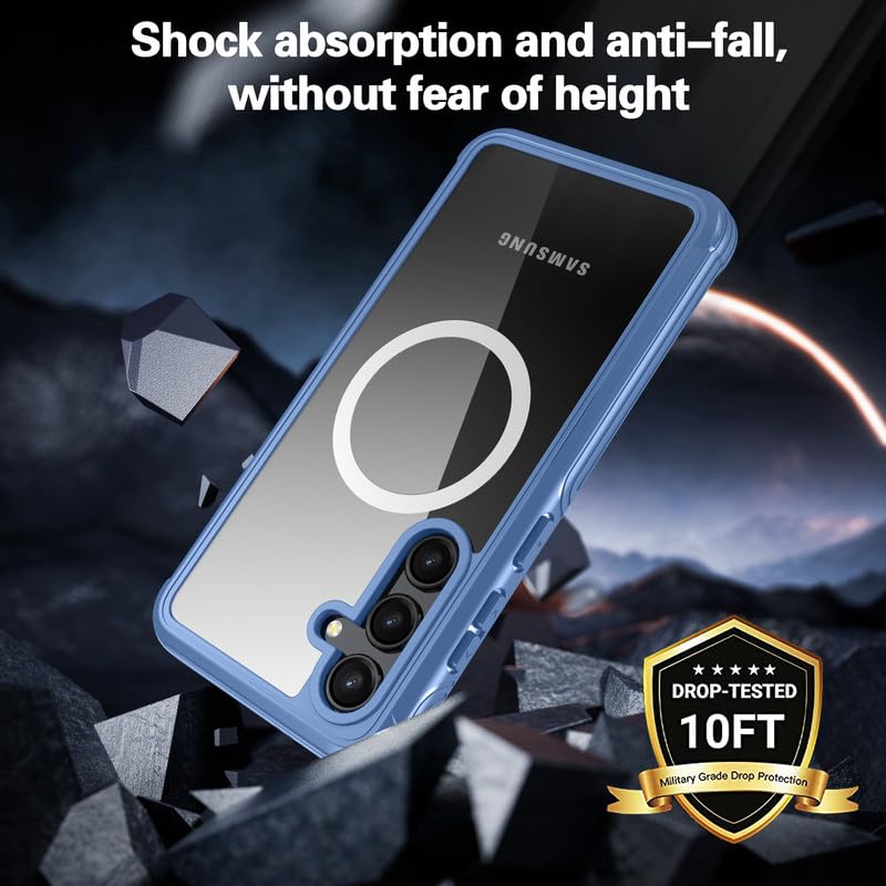 Image of LuxuryKase Shockproof Front & Back Cover for Samsung Galaxy S24 Plus with Full Body Protection | Strong Grip | Camera & Screen Guard | Wireless Charging Support | Durable TPU+PC Design - Blue