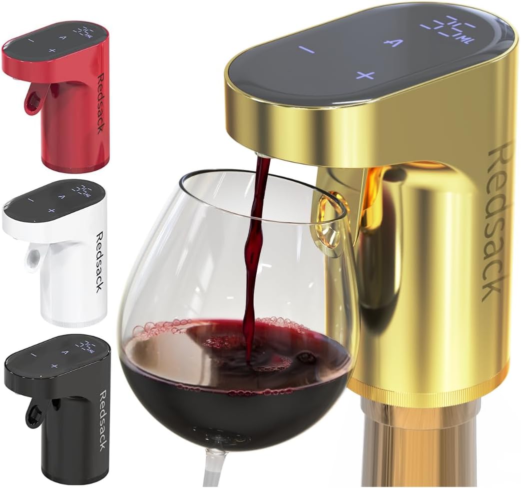 Redsack Plastic Quantified Electric Pouring Wine Aerator Compact Poured Wine With Adjustable Dosing - Automatic Drink Pouring For All Bottle Sizes - User-Friendly Design, 30 Liters