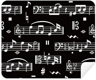 White Music Notes Bar Black Cleaning Cloth Screen Cleaner 2pcs Suede Fabric