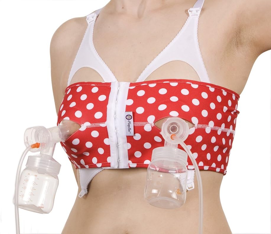 Snugabell PumpEase Hands-Free Breast Pumping Bra - Adjustable Spandex Bustier Supports 2 Breast Pumping Bottles
