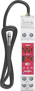 TONGOU Digitales Display Temperatur Hutschiene DIN, Regler Thermostat mit NTC Sondensonde Temperatursensor, Dry Contact Smart Schalter 2-Kanal, TUYA/SMART Life APP