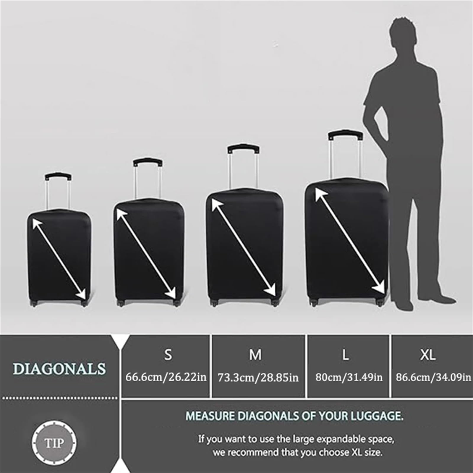 Copertura antipolvere for valigia da viaggio impermeabile resistente all'usura addensata di protezione for bagagli in scatola trasparente con cerniera in PVC Per Valigie(24 inches)