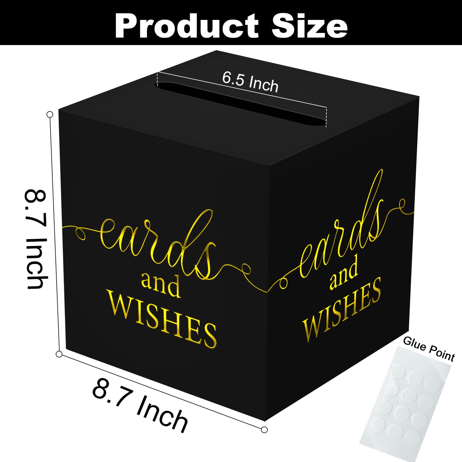 Boîte à Cartes Noire Pliable - Pour Cartes De Vœux, Anniversaires, Mariages, Cadeaux Et événements
