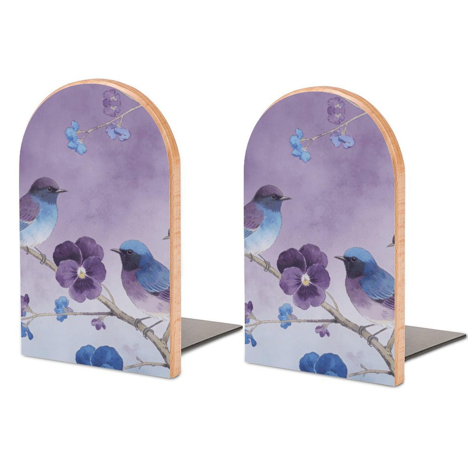 Sujetalibros de madera decorativos con base de metal antideslizante para estantes de oficina