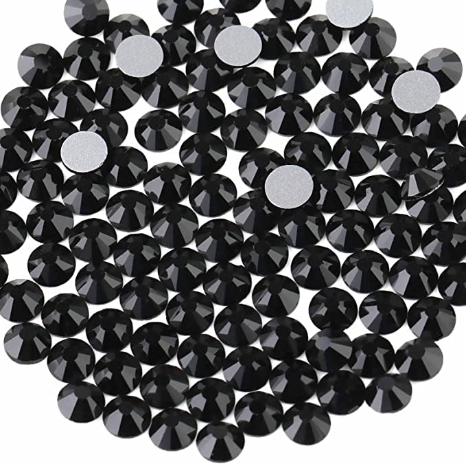Image of Beadsland Flat Back Crystal Rhinestones, Jet Black, SS20, 2880pcs | Flatback Glass Gems, 4.6-4.8mm, for Nail Art Craft, Glue Fix