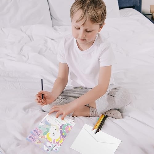 Vista 32 de 72 tarjetas de agradecimiento para niños rellenan las notas de agradecimiento en blanco con sobres, tarjetas de agradecimiento coloridas para fiesta