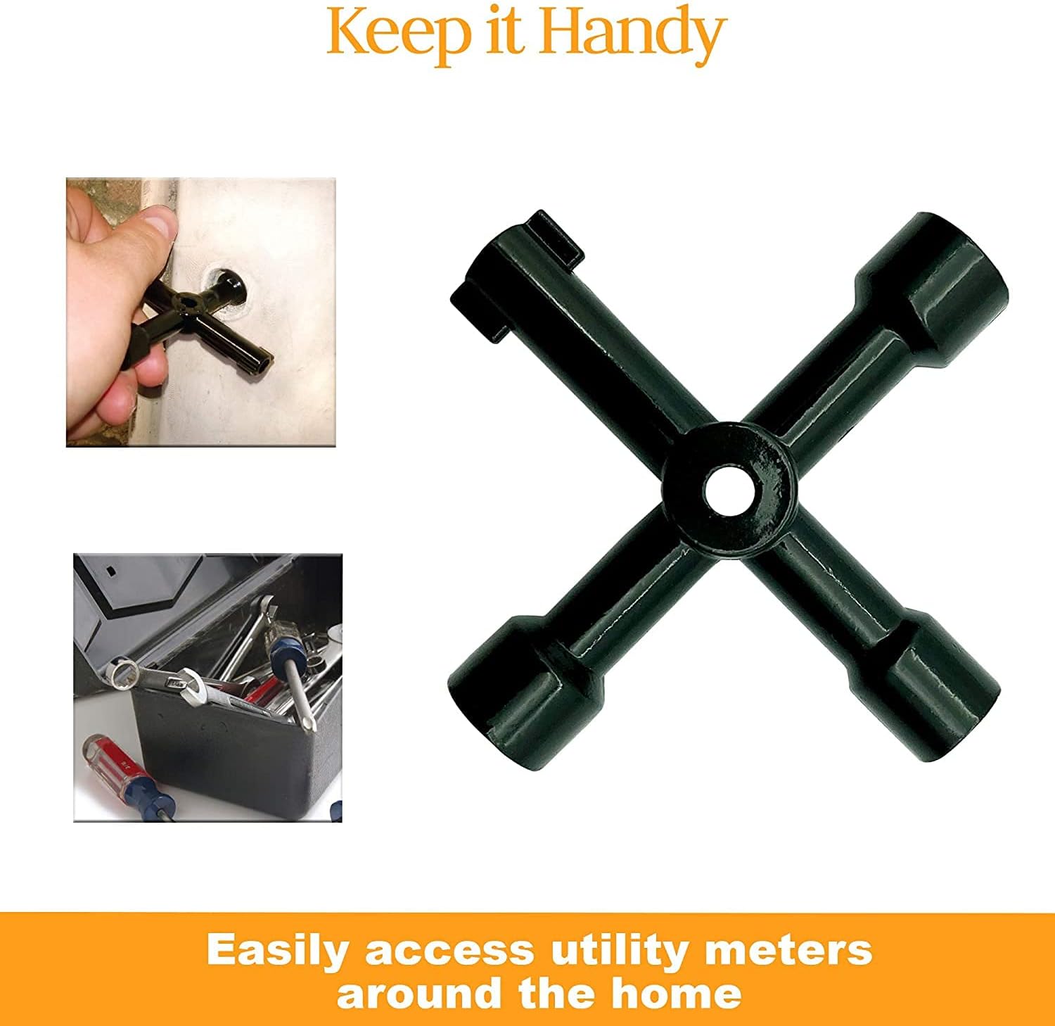 Radiator Bleed Key,4 in 1 Utility Key Zinc Alloy Meter Box Key Multi-Functional Gas Meter Key Cover for Electric Cupboard Cabinet Opening Black - Image 5