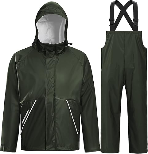 TOWN&FIELD Trajes de lluvia para pesca, equipo de lluvia impermeable para hombres y mujeres, chaqueta de lluvia resistente con pantalonesoveroles