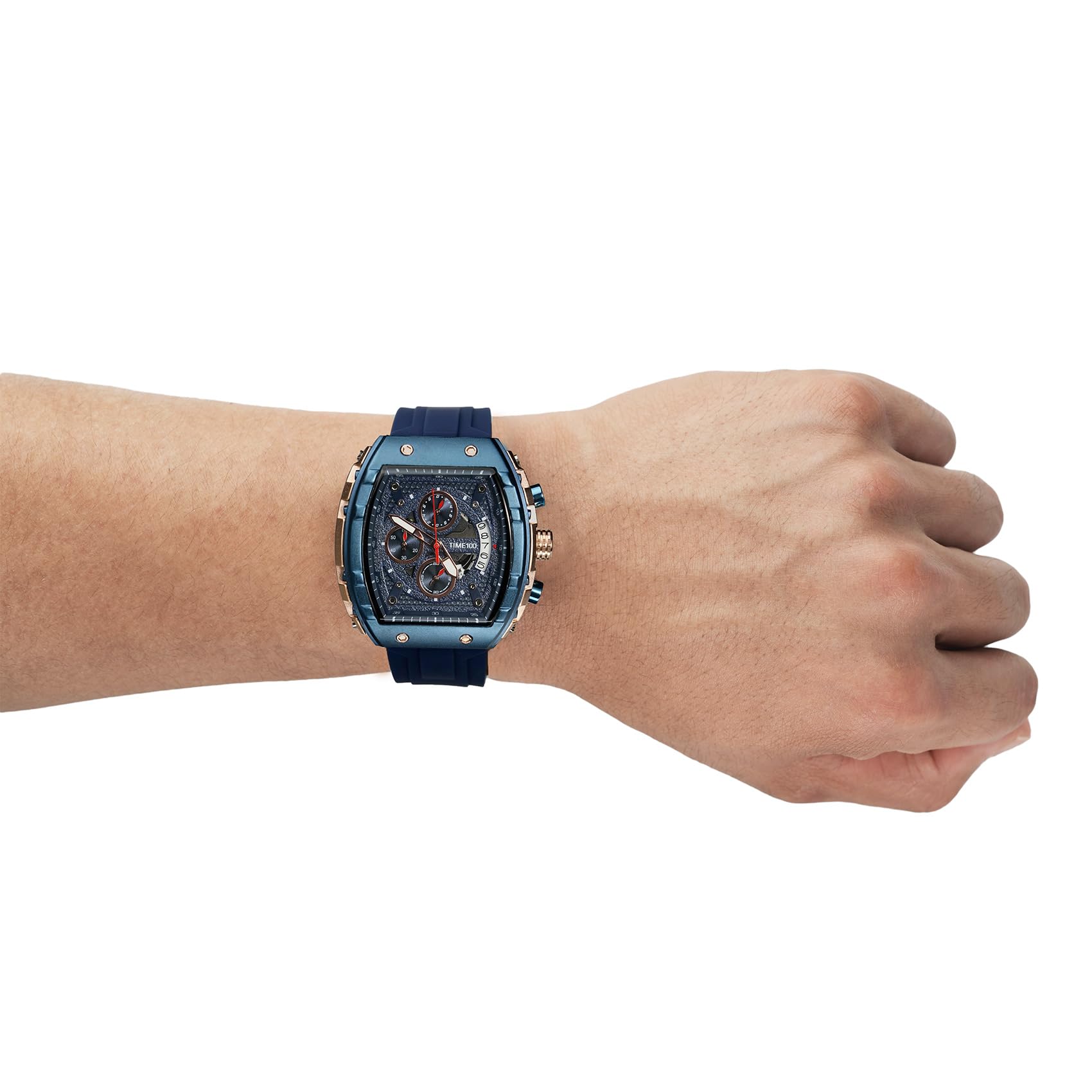 TIME100 Reloj para Hombre Analogico Cronógrafo Multifuncional Esfera de Cuarzo, Calendario,Multifuncional Estilo Elegante Deportivo Resistente al Agua