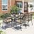 Pamapic 7-Piece Patio Dining Set,Outdoor Cast Aluminum Furniture Set with Vintage Table Top,Outdoor Furniture Set with 6 Outdoor Stackable Chairs for Patio Garden Poolside (with 6 Cushion,Bronze)