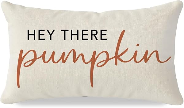 PANDICORN Fall Pillow Covers 12x20 Inch, Hey There Pumpkin Decor, Cream