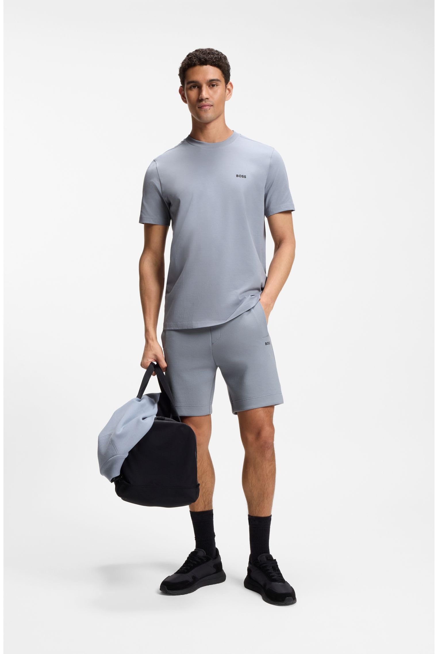 T-Shirt Aus Stretch-Baumwolle Mit Logo-Detail