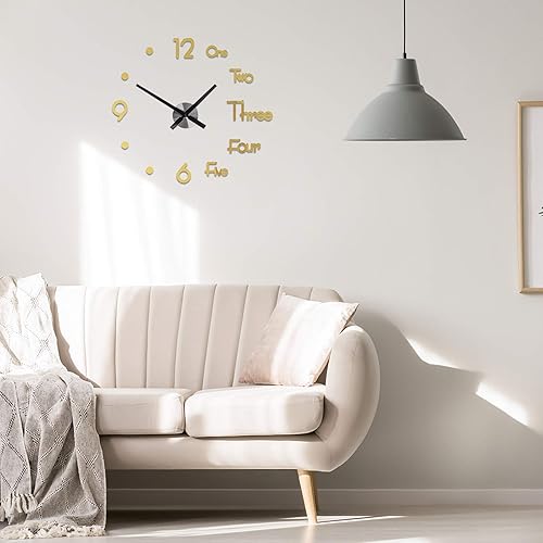 Miniatura 5 de Yinuoday Calcomanías para reloj de pared 3D, reloj de pared grande, espejos decorativos modernos para decoración de pared del hogar, sala de estar,