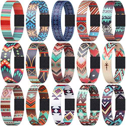 Cunno 15 Pcs Summer Beach Friendship Bracelets for Women Adjustable Waterproof Reversible Stretch Wristband Loose Bands Boho Chic Wristband Bracelet Unisex Adult