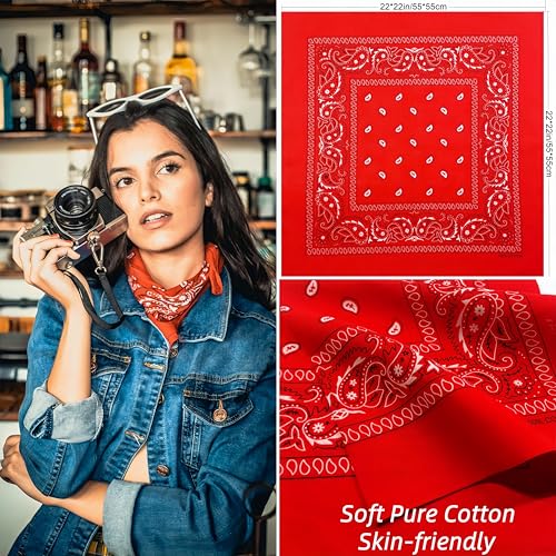 Assorted Colors Paisley Cowboy Bandana 12 Pack Unisex Thick 100% Cotton Square Bandanas Scarf Head Wraps For Men Women4