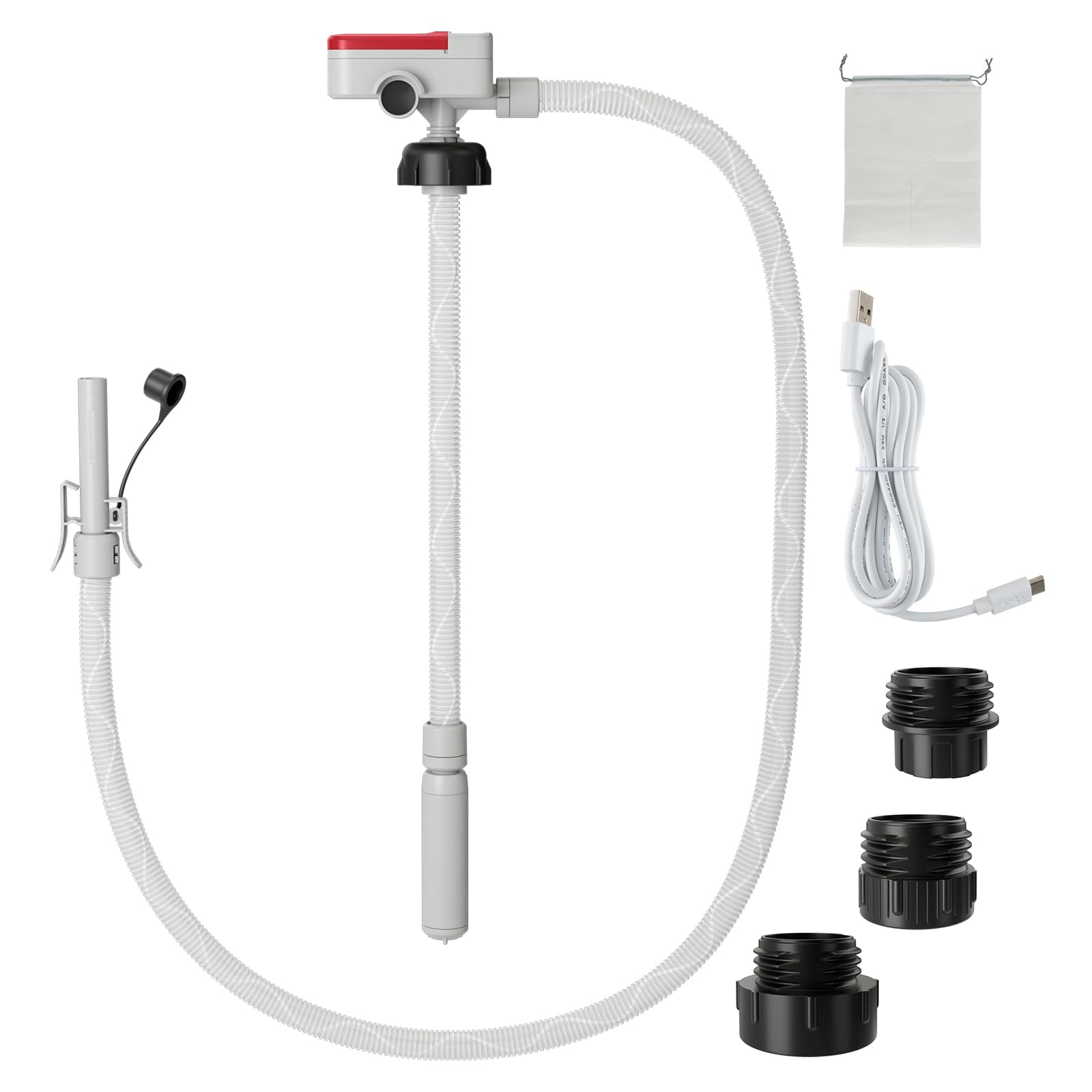 FANTASK Pompa elettrica di trasferimento del carburante con sensore di arresto automatico, 3,2 GPM pompa benzina/diesel/olio con tubo e 3 adattatori, rosso e bianco