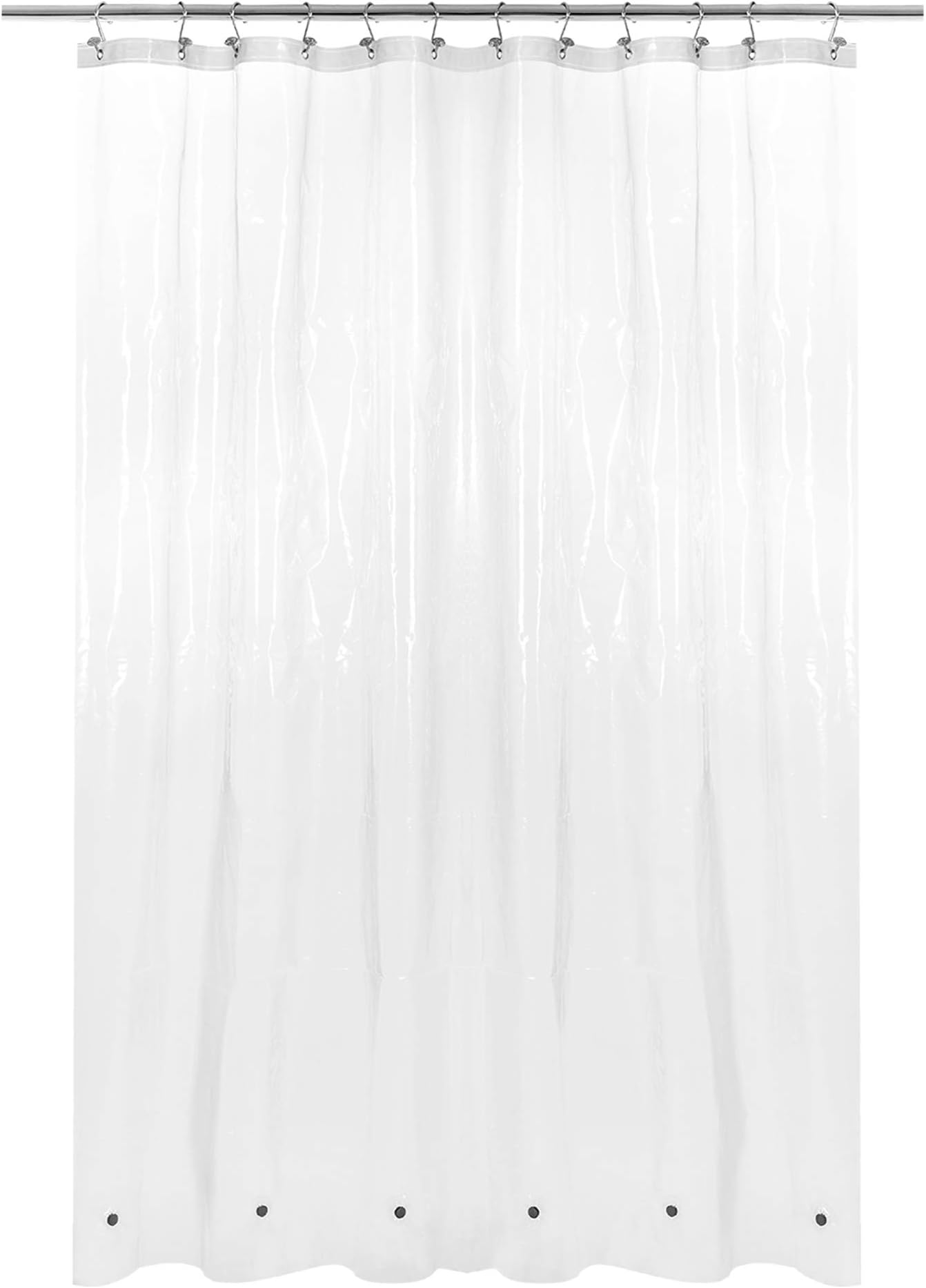 Barossa Design Extra Long Shower Curtain or Liner 72x80-6 Magnets on Bottom, PEVA, Waterproof, PVC Free, Metal Grommets - 72 x 80 Inches, Clear