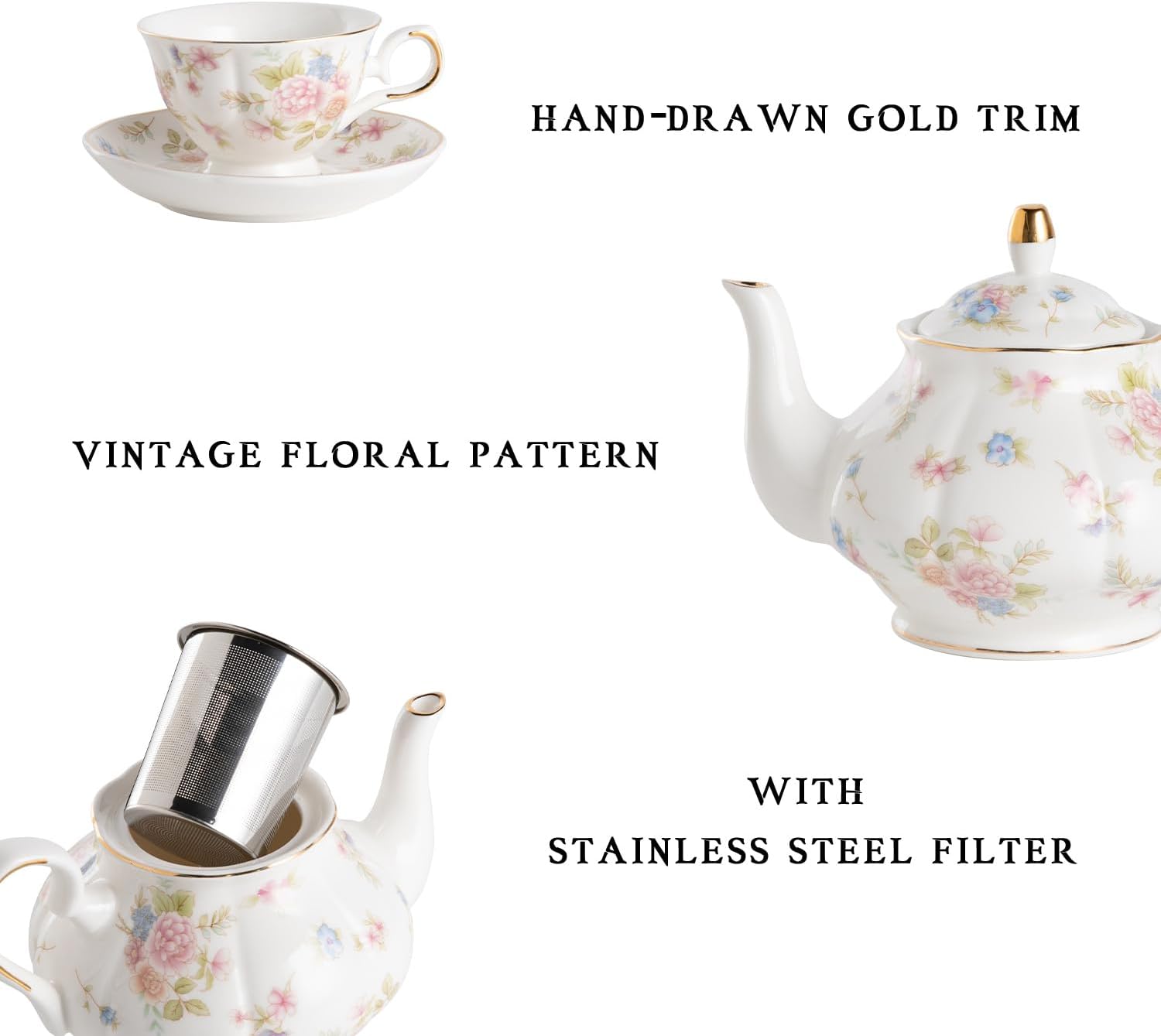 Sweejar Floral Ceramic Teapot with Infuser