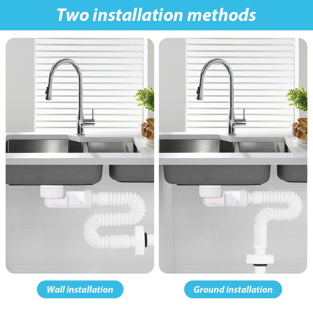 Gohytal Flexible Waste Pipe, 1 1/4" Bathroom Sink Plumbing Parts, Odour-Proof Sink Waste Trap, Replaceable Drain Down Hose - Image 4