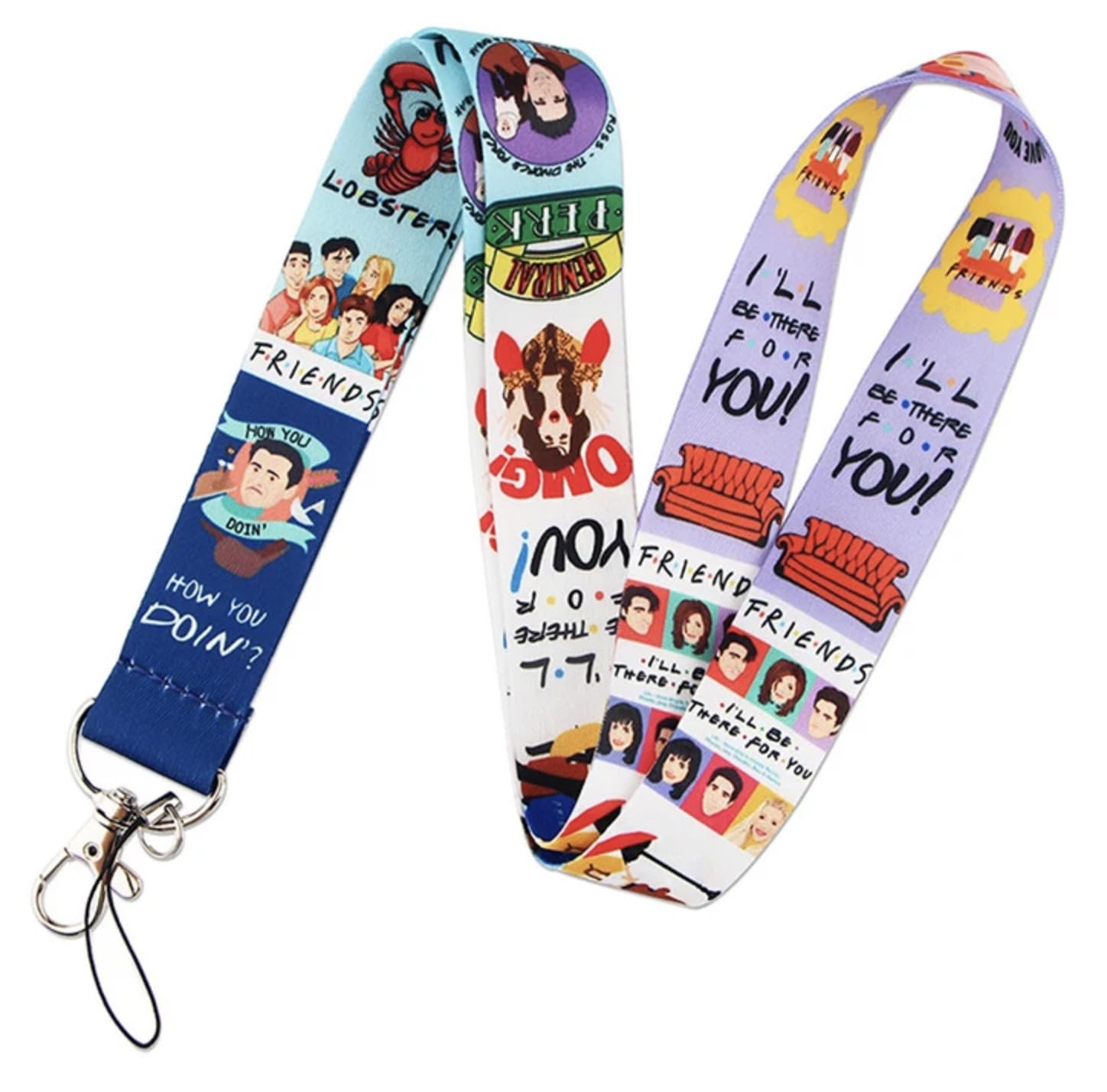 Pinstant Unisex Mixed Friends Umbrellas Intro Title Logo Chandler Bing Matthew Perry Comedy Tv Show Joey Rachel Ross Monica Phoebe Pivot Couch 17.7" Neck Lanyard Keychain Holder Id Badge Mobile Phone Pin Strap