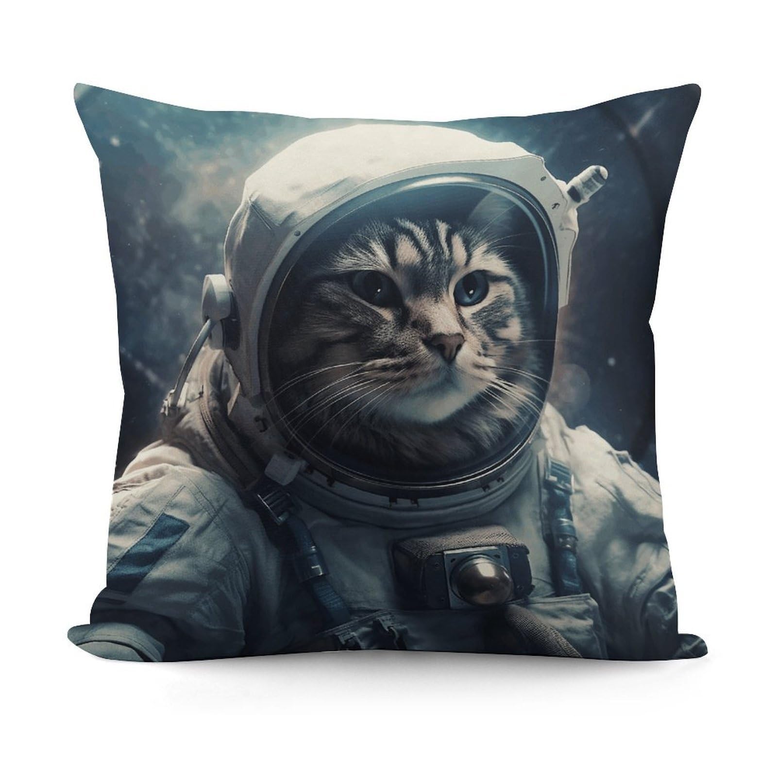 VstaDank Decorative Astronaut Cat in Space Throw Pillow Covers Luxury Soft Pillowcases Fluffy Plush Accent Pillow Cases Personalized Square Lumbar Pillows Shells for All Seasons 18" X 18"