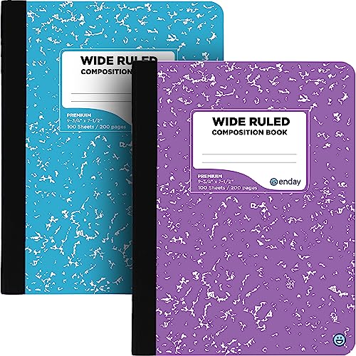 Carnets de composition en papier ligné large Enday avec couverture marbrée - 2