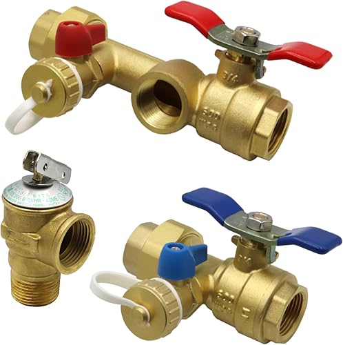 Miniatura 8 de Kit de válvula de servicio de calentador de agua sin tanque con aislamiento IPS de 34 pulgadas con válvula de alivio de presión, latón limpio,