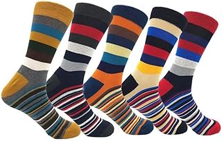 [BUENWAZ] 靴下 メンズ カラフルマルチボーダーソックス 抗菌 消臭 綿 吸汗 おしゃれ 6色セット カジュ アル 25-28cm
