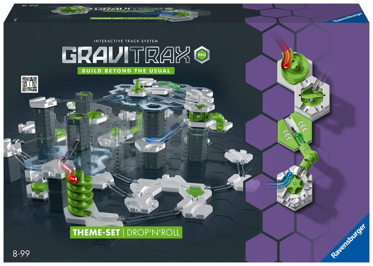 Ravensburger - Gravitrax Pro Set Drop n' Roll | Circuito Canicas con 190 Piezas | Rompecabezas Niños con Canicas | Juegos para Niños De 8 Años | Juegos Mesa Compatibles con Todos Los Gravitrax