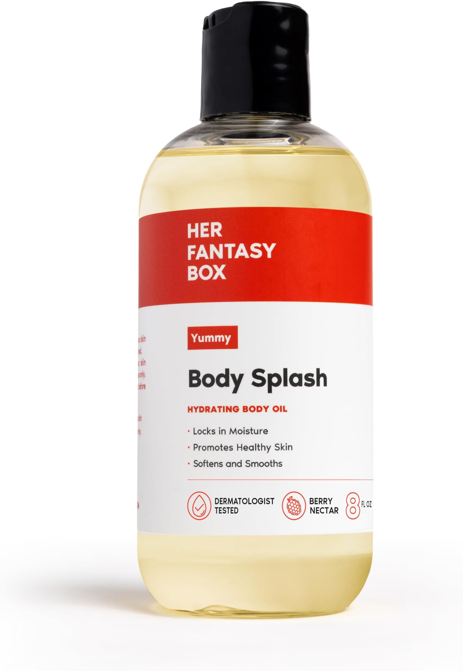Her Fantasy Box Body Splash Hydrating Body Oil (Yummy) - Moisturizing, Non-Greasy Formula for Soft, Smooth Skin - All-Natural, Lightweight & Nourishing