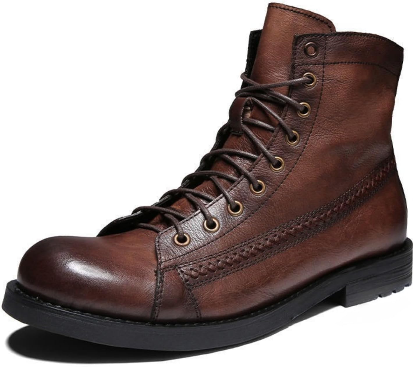 Men's Leather Lace-Up Chukka Boots Classic Round Toe Block Heel Comfortable Non-Slip Retro Ankle Boots For Party Activity Walking Driving Office Daily