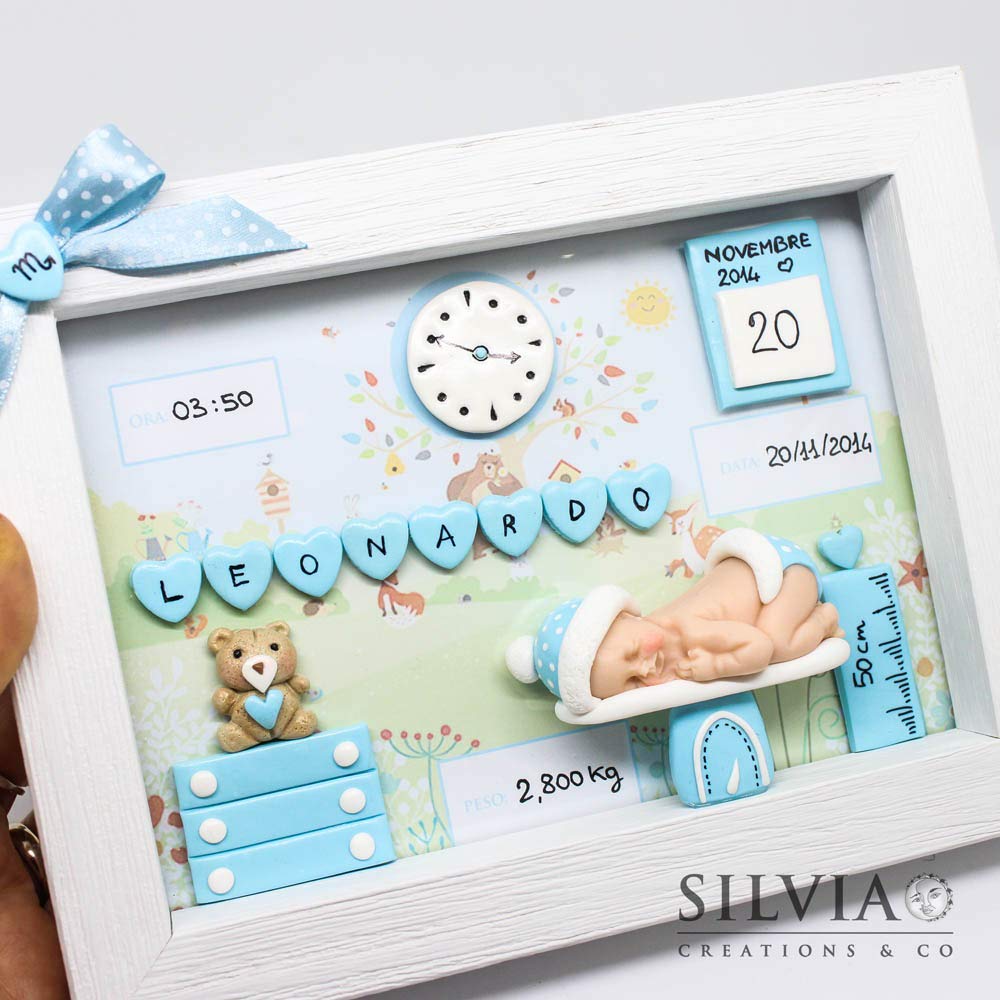 Quadretto nascita bimbo - Cornice nascita neonato - idea regalo nascita