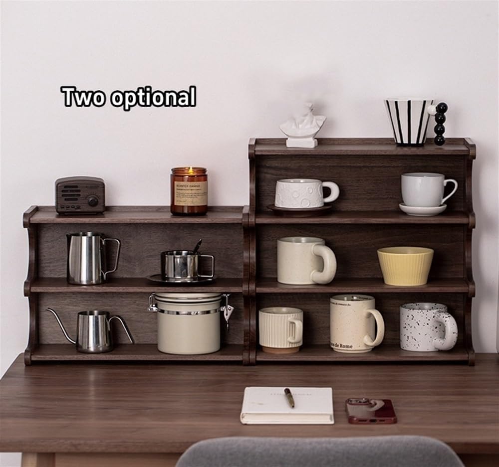 Generisch Tassenhalter, 3-stöckiger Kaffeetassenhalter aus Holz – Stabiler Tassenständer für Küche und Haushalt – Mehrstufiger Präsentationsständer, Robustes Holzdesign, platzsparender Organizer