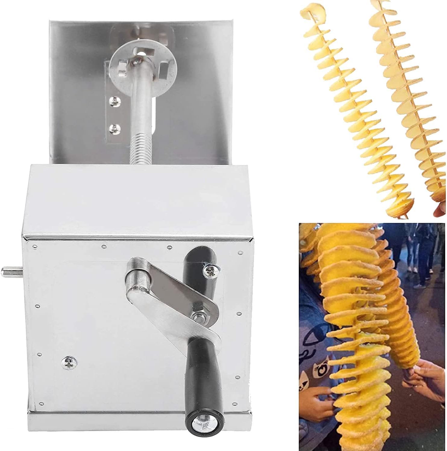 Generic Manual Stainless Steel Twisted Potato Slicer Spiral Vegetable Cutter French Fry, Regular, Silver, 87578MX