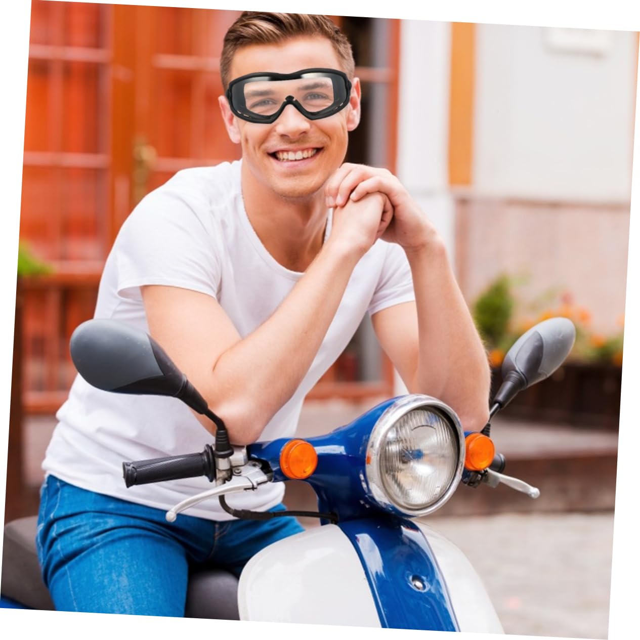 BESTYASH Occhiali Protettivi da Esterno Unisex in Tpe Pc, Resistenti al Vento e Spray, per Ciclismo e Attività Outdoor, Design Retrò Nero Portatile