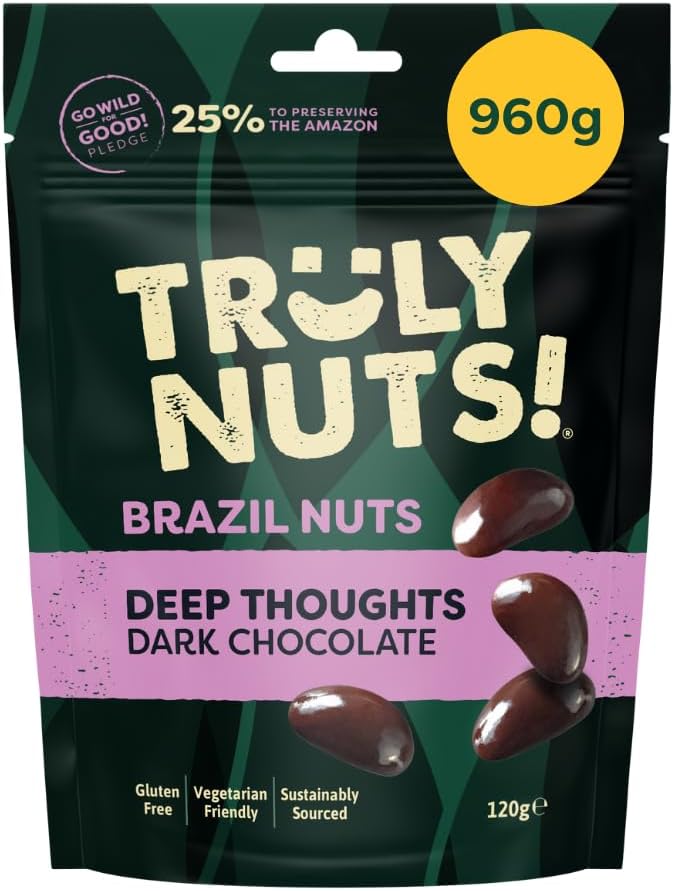 Premium Belgian Dark Chocolate Brazil Nuts - 960G - Gluten-Free Snack - Sustainably Sourced Nut Snacks