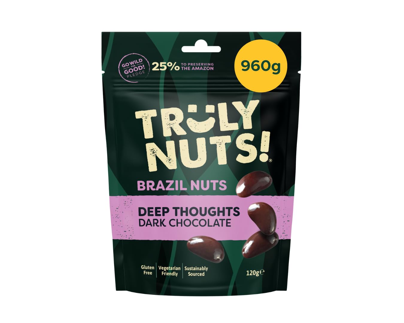 Truly Nuts! Premium Belgian Dark Chocolate Brazil Nuts - 960G - Gluten-Free Snack - Sustainably Sourced Nut Snacks