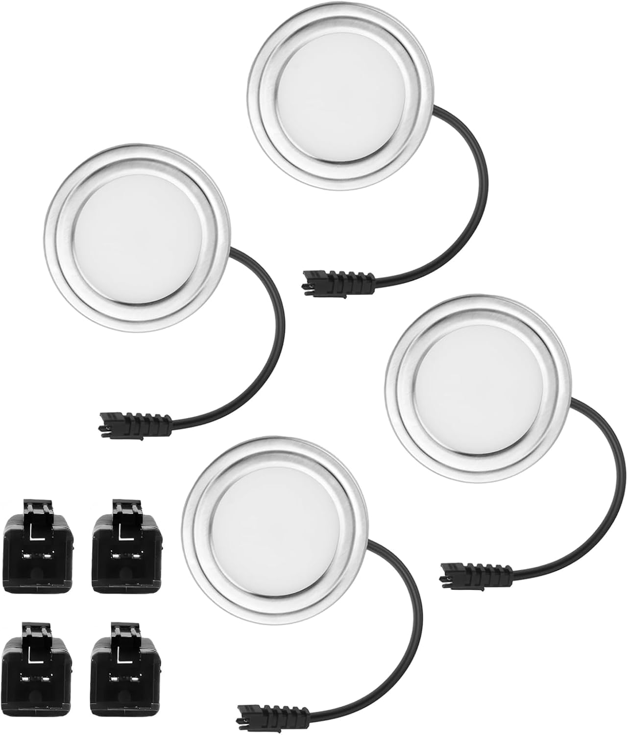 4 Pack 12V DC 1.5W Range Hood Lights with SM Socket Male Head Round 68mm 6500K Plastic, Hole Closet Stove LED Light Recessed, Bright White Kitchen Range Hood Light Bulbs Replacement (SM Socket Round)