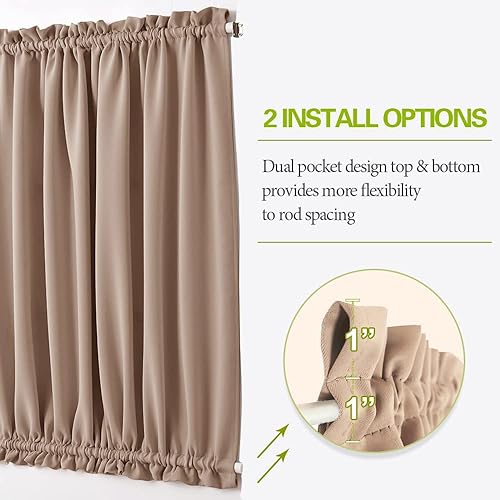 Vista 20 de PONY DANCE Cortinas de ventana con luz lateral, cortina con aislamiento térmico de privacidad con alzapaños para vidrio/delantera/corredera/puerta