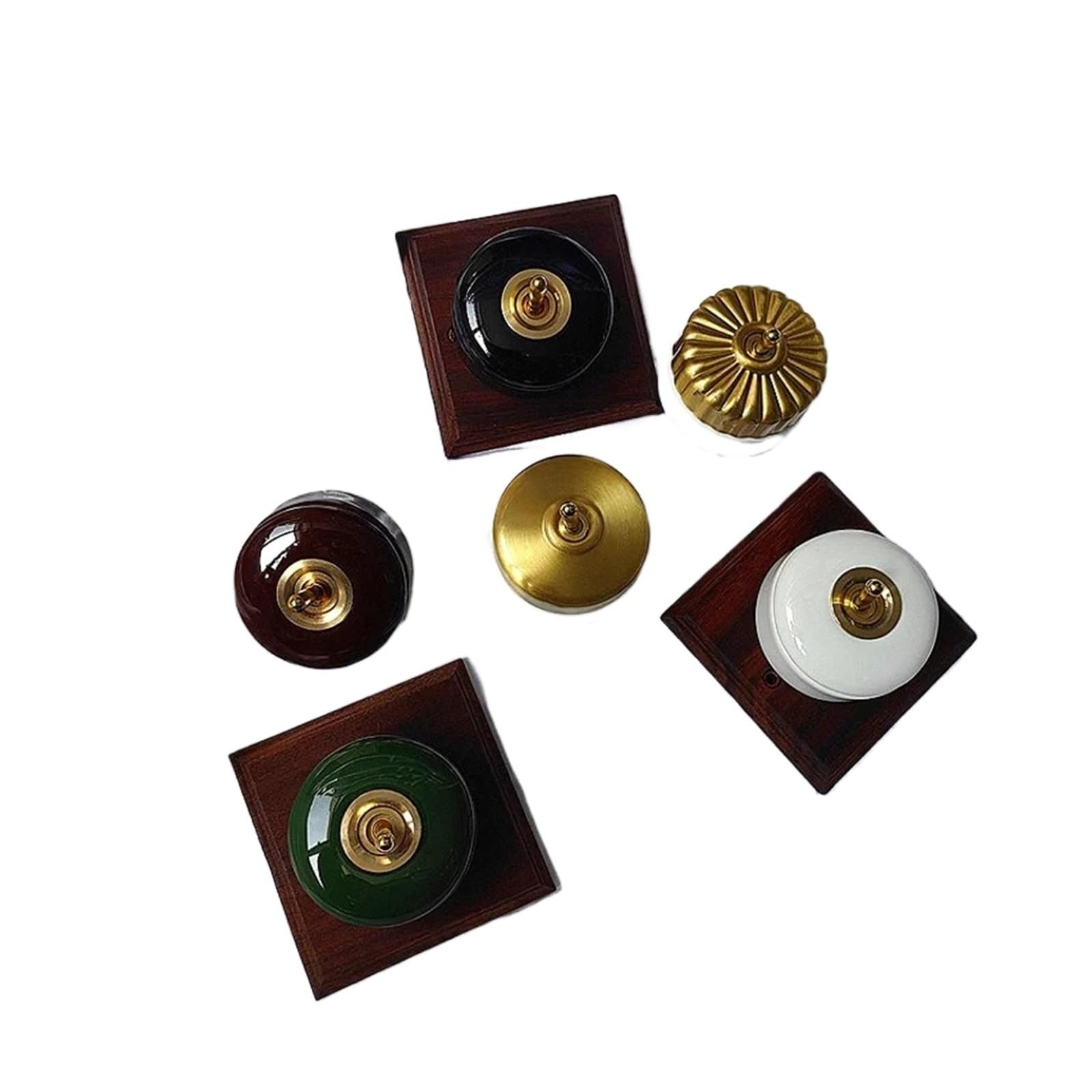 Interruptor de pared de latón con palanca, 1 módulo, 1 vía, 2 vías, for luz de cama(Copper 2 way)