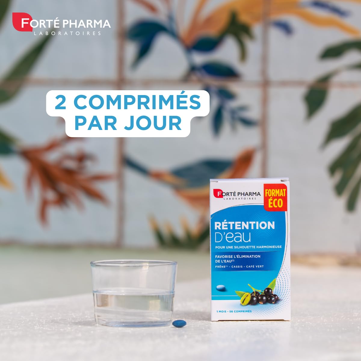 Forté Pharma - Rétention d'eau - Minceur perte de poids, Draineur, Antioxydant, brule graisse - Frêne, Cassis, Café Vert, Sélénium, Vitamines B, Grenade - 2/jour, 28 jours