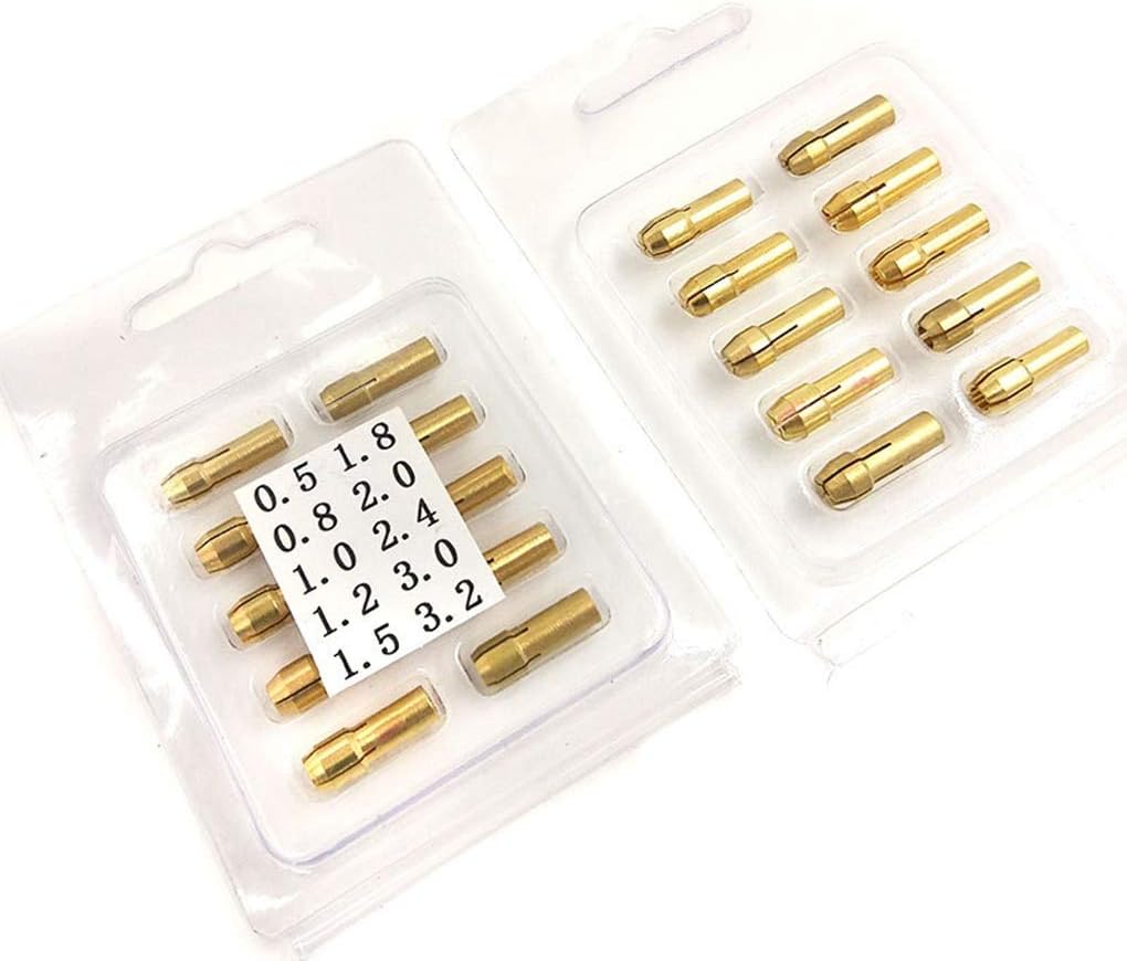 Replacement Part for M.C 10Pcs Mini Drill Chucks Adapter 0.5mm-3.2mm for Dremel 4.8mm Drill Chucks Chuck Adapter Micro Collet Brass for Power Rotary Tool - (Type: Gold)